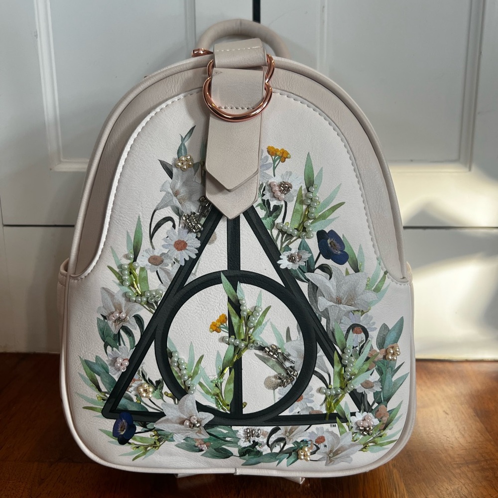 [Exclusive] NWT Our Universe Harry Potter Floral Deathly Hallows Mini Backpack
